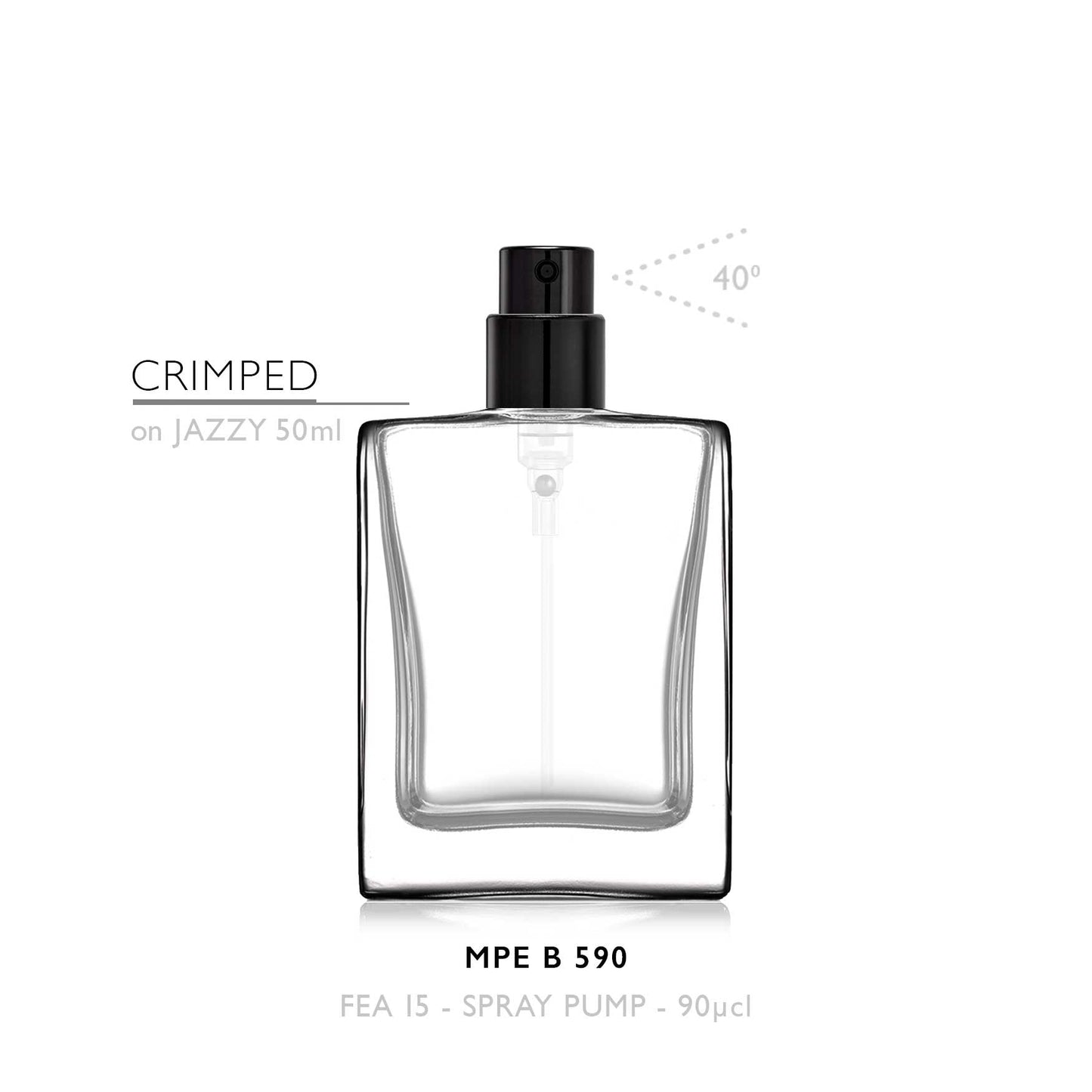 Spray Pump MPE 590 for private label demand, including Eau de Parfum, Eau de Toilette, Home Fragrance, Hair and Skin Care products. 