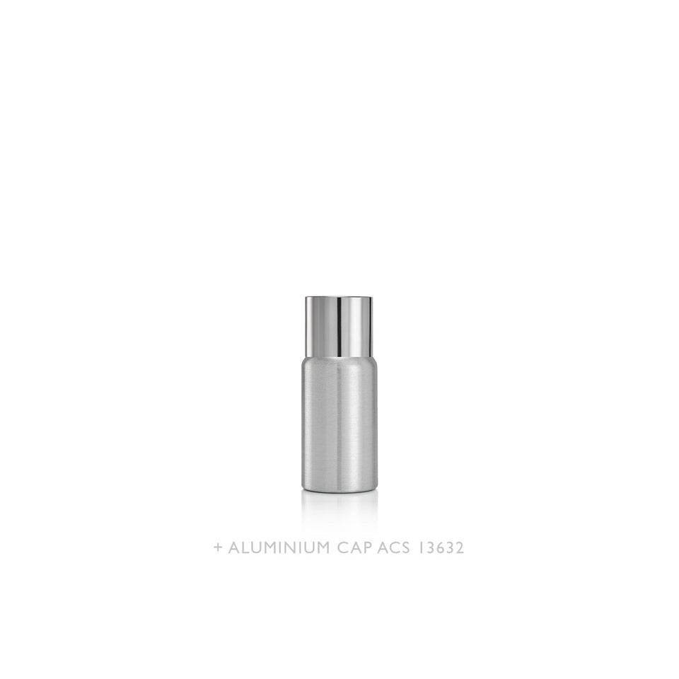 ALUMINIUM BOTTLE 40x075mm 1 INCH - 50ml - LIQUID - OVAL SHOULDER SPRAY PUMP 32 MSP - PROPELLANT-FREE ALUMINIUM CAP AC 13632